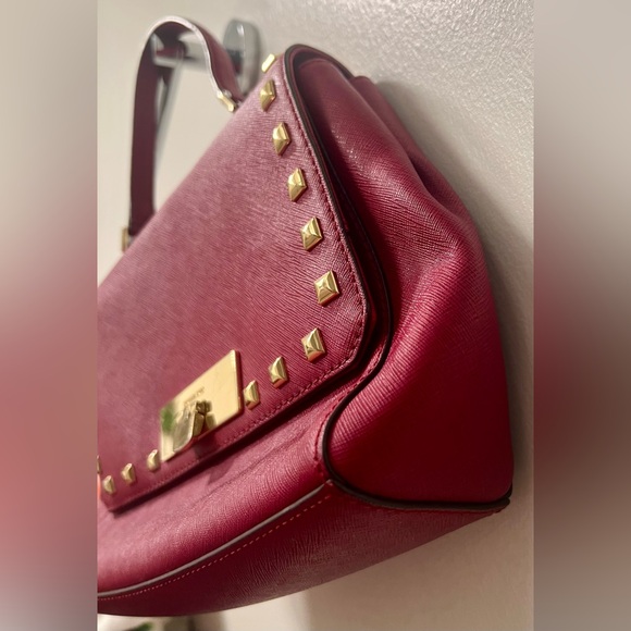 Michael Kors Studded Handbag | Red and Gold - Picture 14 of 16